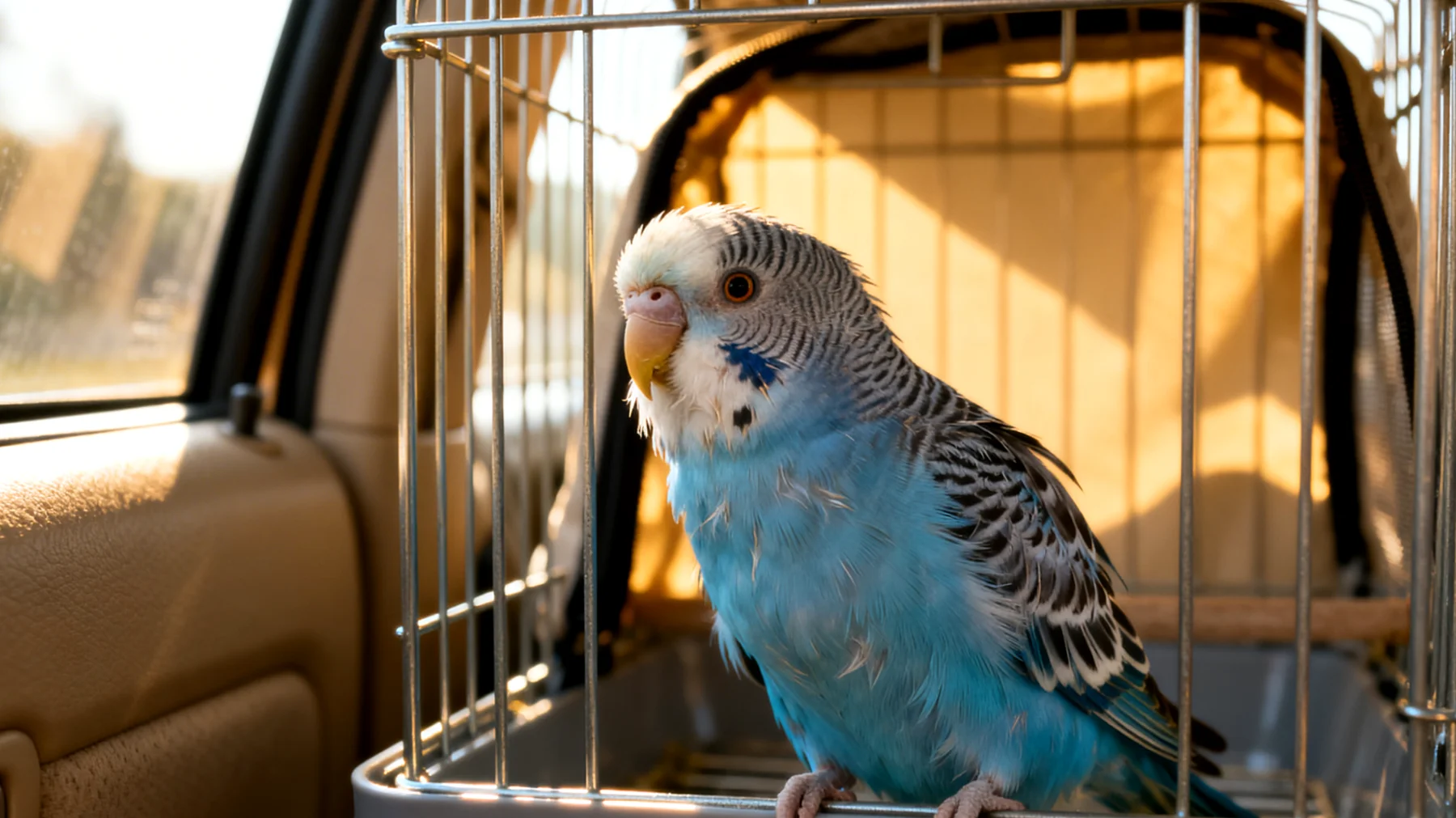 Wellensittiche leiden während Reisen häufig unter erheblichem Stress durch ungewohnte Umgebung, Transportgeräusche, Temperaturschwankungen und eingeschränkte Bewegungsfreiheit, was zu Angst, Federpicken und gesundheitlichen Beeinträchtigungen führen kann"